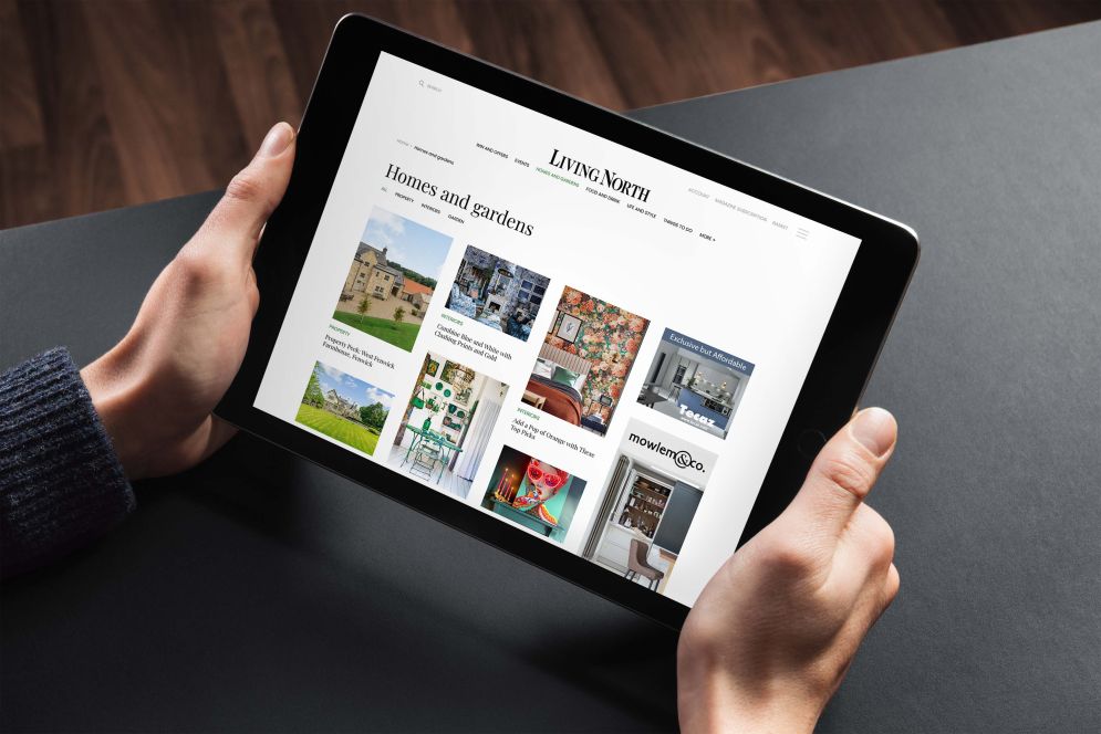 Living North website on tablet